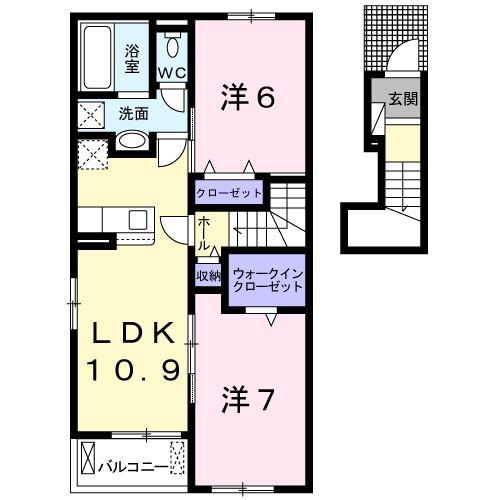 ナリッシュ(2LDK/2階)の間取り写真