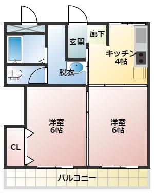 CITY IN リベルテ(2DK/3階)の間取り写真