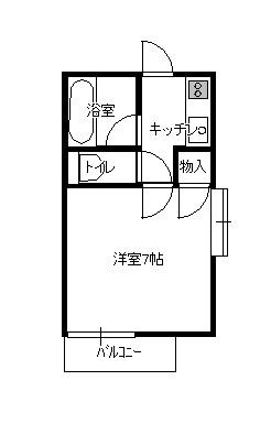 ソレイユC棟D棟(1K/2階)の間取り写真
