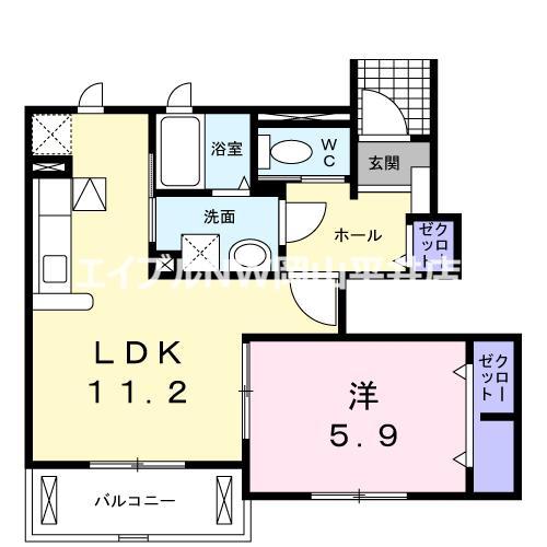 メゾン・ド・ソレイユC(1LDK/1階)の間取り写真