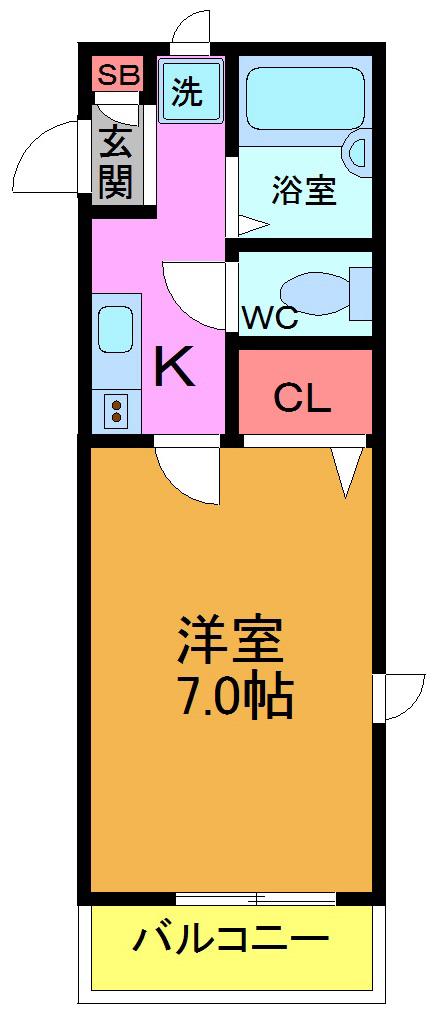 アップルハウス(1K/1階)の間取り写真