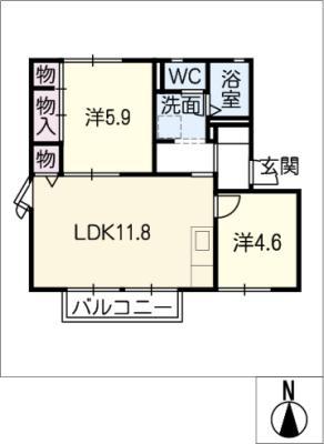 フレグランス伊藤(2LDK/1階)の間取り写真