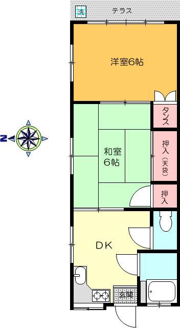 コーポ小西(2DK/1階)の間取り写真