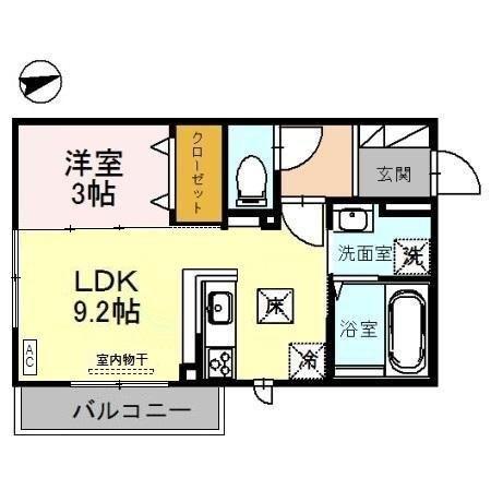 セリリアI(1LDK/1階)の間取り写真