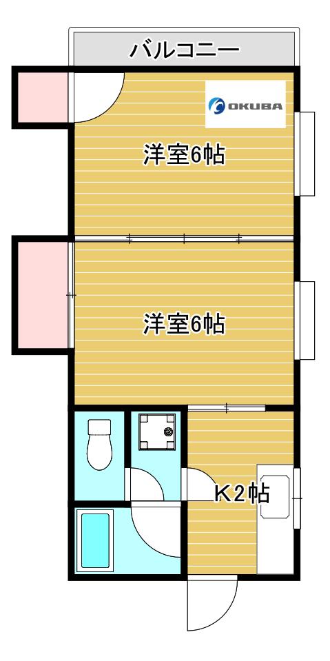 コーポ・エム(2K/2階)の間取り写真