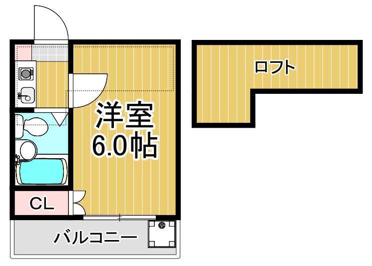 クレストII(1K/1階)の間取り写真