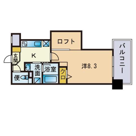 アクタス天神アネックス(1K/11階)の間取り写真