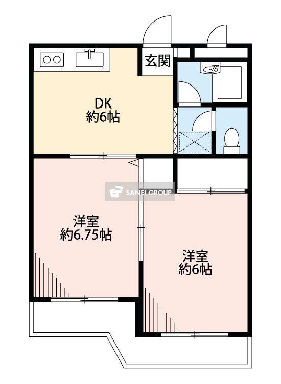 ゴールドハイツ(2DK/1階)の間取り写真