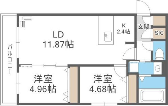 ガイアール南円山(2LDK/4階)の間取り写真