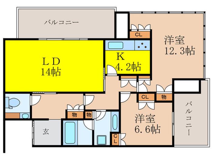 グラングリーン大阪 ザ・ノースレジデンス(2LDK/24階)の間取り写真