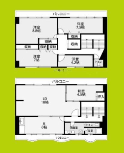 園田ビル 3・4階(5LDK/3階)の間取り写真