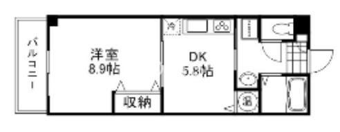 サンヨービル(1DK/3階)の間取り写真