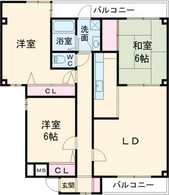プランドール加古川(3LDK/2階)の間取り写真