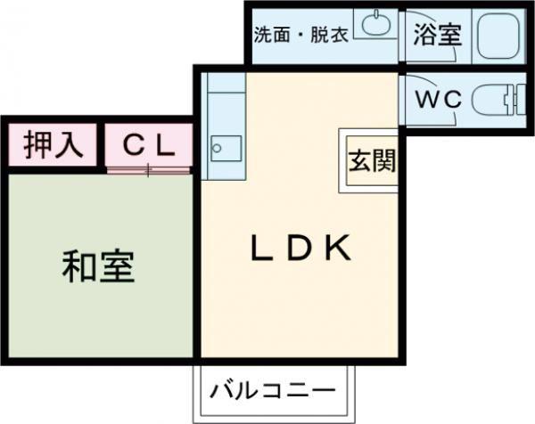 ニューハイツハヤカワC(1LDK/2階)の間取り写真