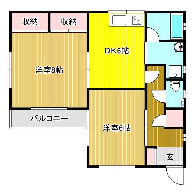 西沢ハイツ(2DK/2階)の間取り写真