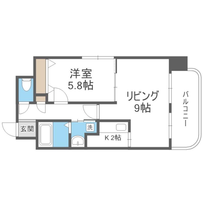 ティアラFCサイド(1LDK/5階)の間取り写真