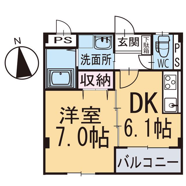 愛知環状鉄道 北野桝塚駅 徒歩10分 3階建 築9年(1DK/2階)の間取り写真
