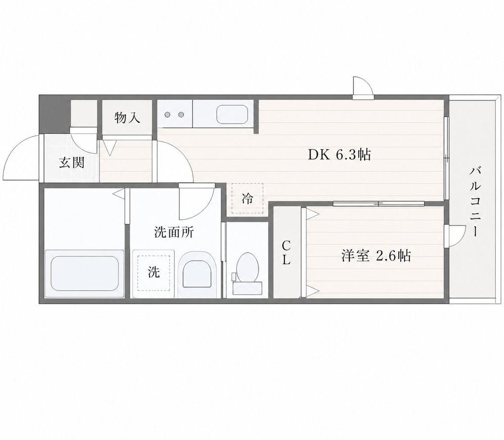プログレス河原町(1DK/2階)の間取り写真