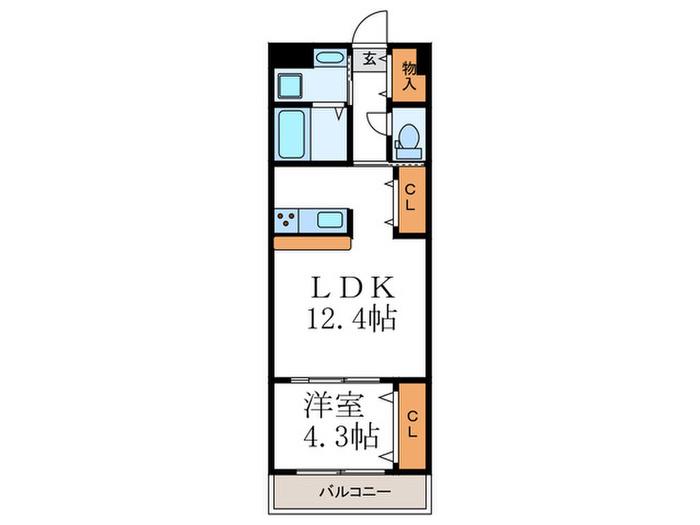 パイクツリー西京極(1LDK/4階)の間取り写真