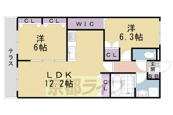フェルスフェステ(2LDK/3階)の間取り写真