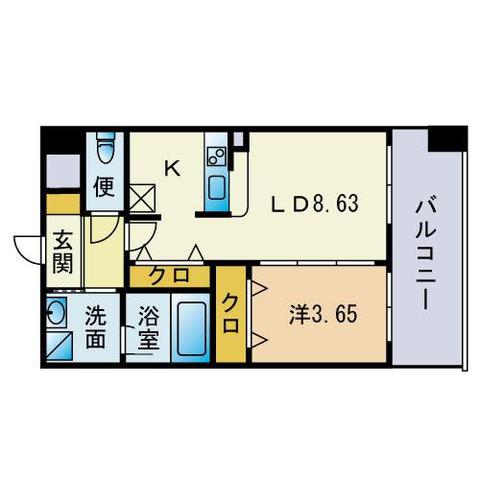 サンフォレスト箱崎(1LDK/6階)の間取り写真