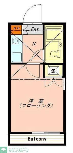 フェリス羽沢(1K/2階)の間取り写真