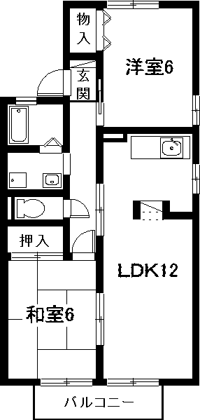 ハートホーム西沢B棟(2LDK/2階)の間取り写真