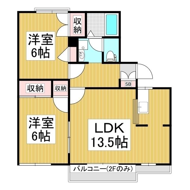 タウニーニューホワイト(2LDK/1階)の間取り写真
