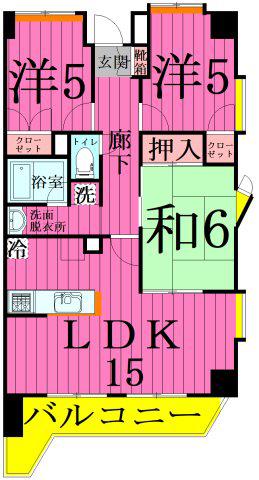 INSURANCEBLDG.XIIIサ(3LDK/5階)の間取り写真