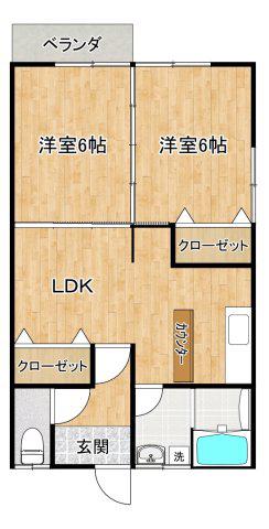 ハイツ古川M棟(2LDK/2階)の間取り写真