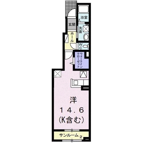 ミレイユB(ワンルーム/1階)の間取り写真