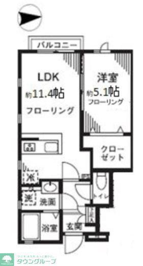 デザインコート国立(1LDK/1階)の間取り写真