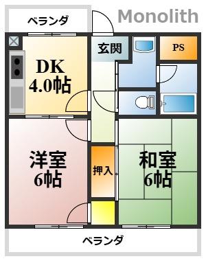 グランドメゾン西村(2DK/3階)の間取り写真
