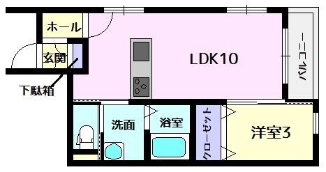 ドルチェヴィータ柳川D(1LDK/1階)の間取り写真