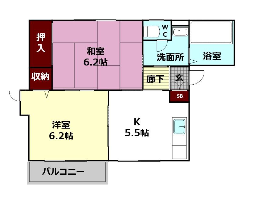 アンプルハーベスト(2K/1階)の間取り写真