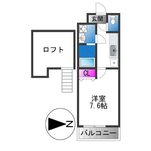 ハートハイム(1K/2階)の間取り写真