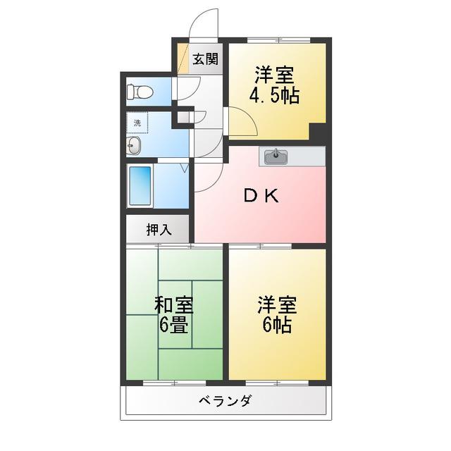サンヒルズII(3DK/2階)の間取り写真