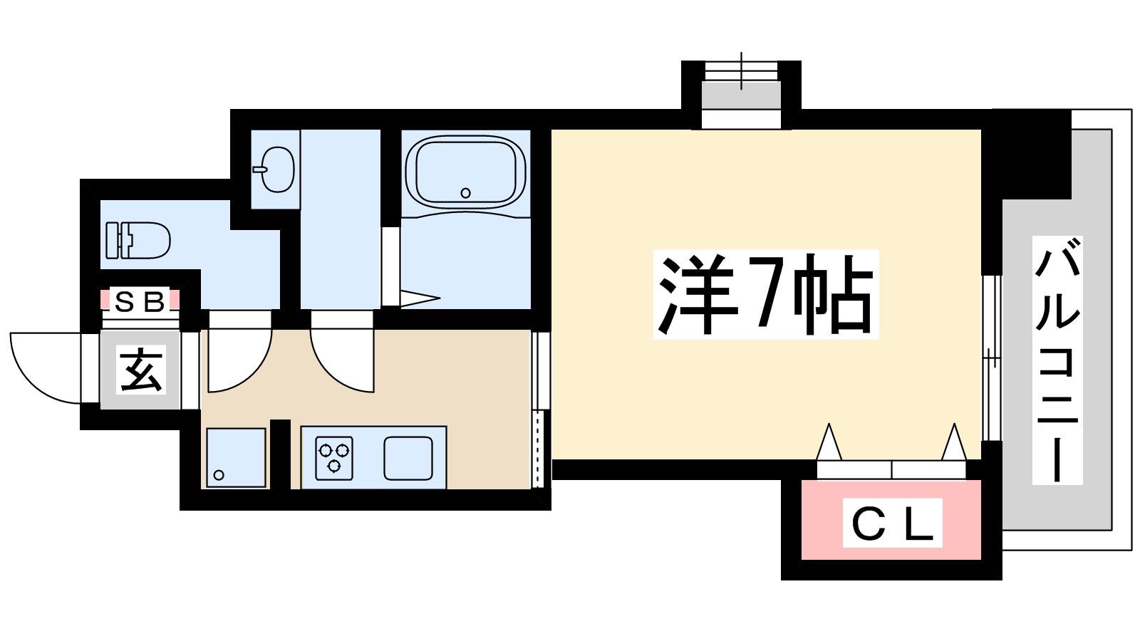WOB三国(1K/6階)の間取り写真