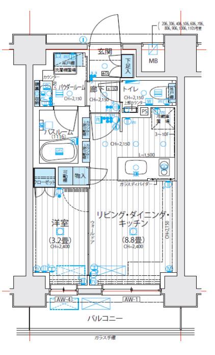 デュオステージ海老名Ⅱ(1LDK/4階)の間取り写真