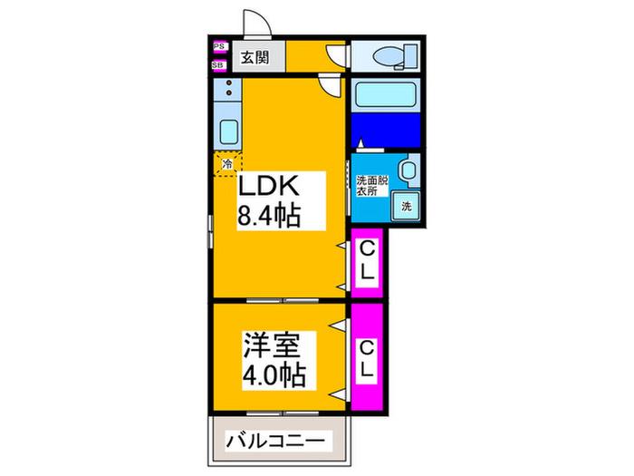 ALEGRIA南市岡(1LDK/3階)の間取り写真
