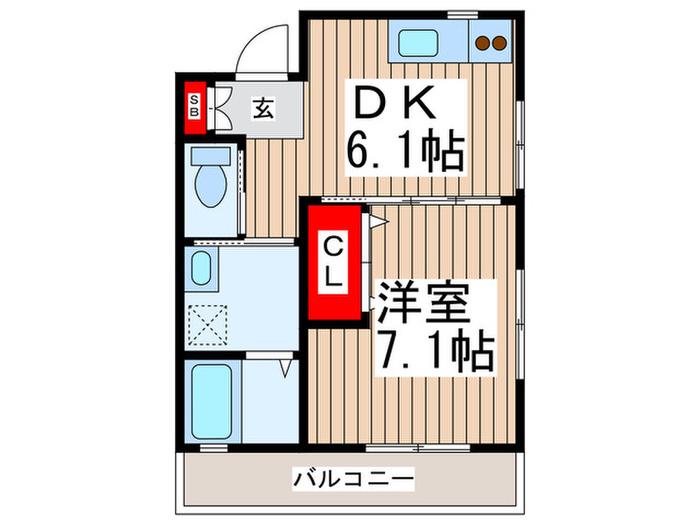 シノ・パレス(1DK/2階)の間取り写真