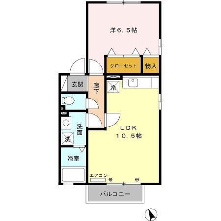 グランシャリオIII(1LDK/2階)の間取り写真