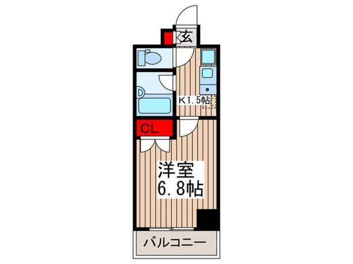 ヴェルトウォーターフロント勝どき(1K/9階)の間取り写真