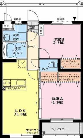 ユーミー大町(2LDK/2階)の間取り写真