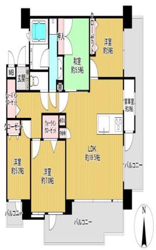 フェスティオ六ツ門ファザード(4LDK/4階)の間取り写真