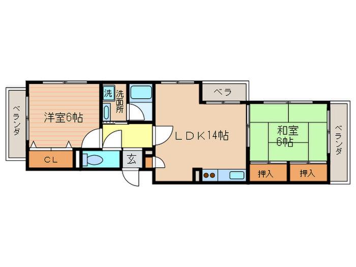 ONマンション(2LDK/4階)の間取り写真