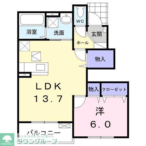 メゾン ヴィオラ(1LDK/1階)の間取り写真