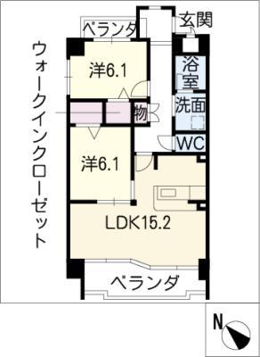 レジデンス養父(2LDK/3階)の間取り写真