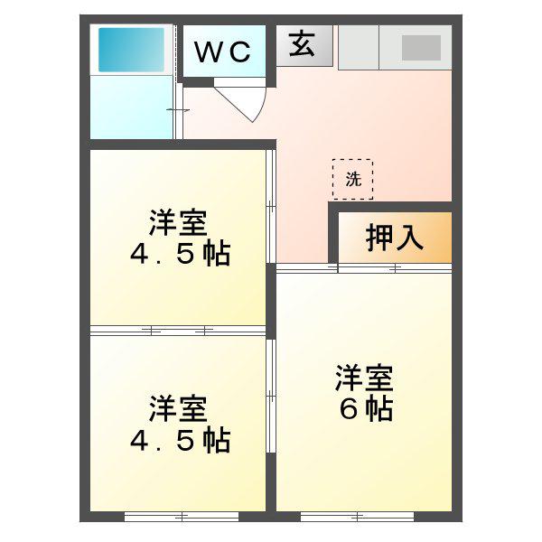 寿サンハイツ(3DK/2階)の間取り写真