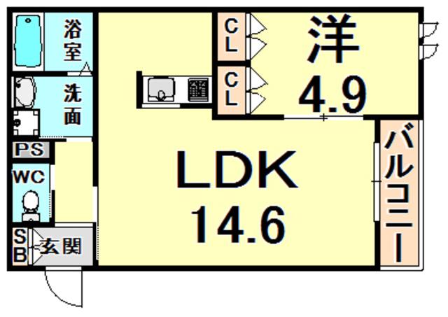 メゾンひだまり(1LDK/1階)の間取り写真